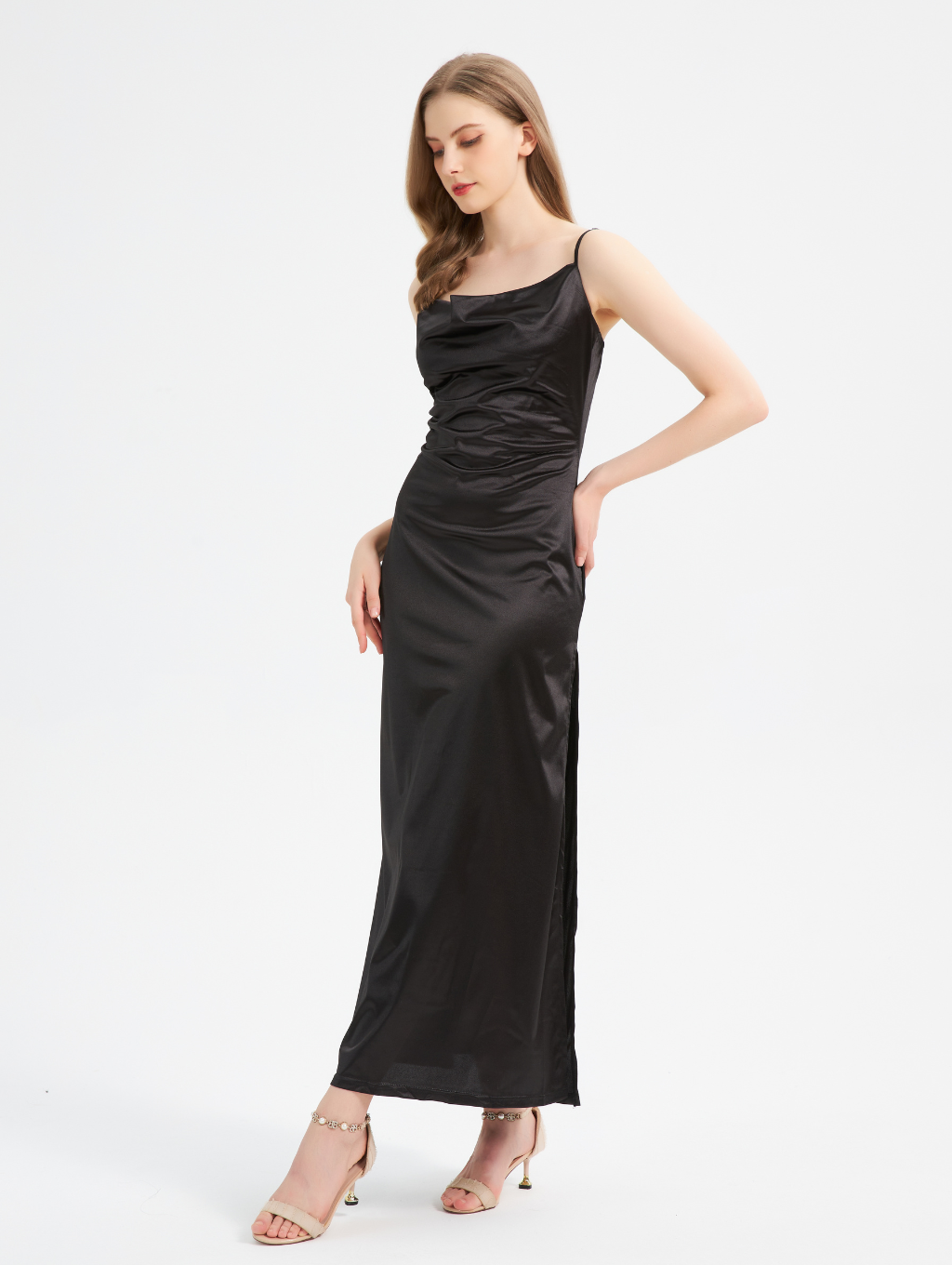 Aurora Maxi Dress – Cowl Neck, Backless A-Line Fit, XS–XL Available