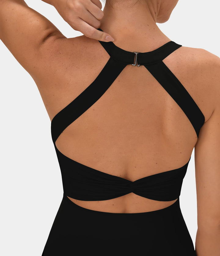 Anna Backless Twisted Flare Dress