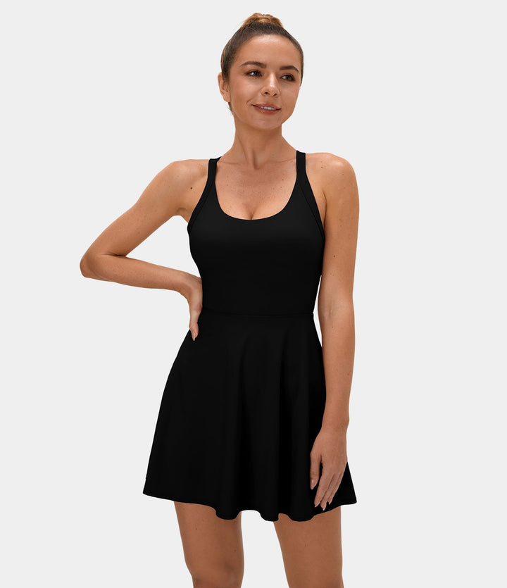 Anna Backless Twisted Flare Dress