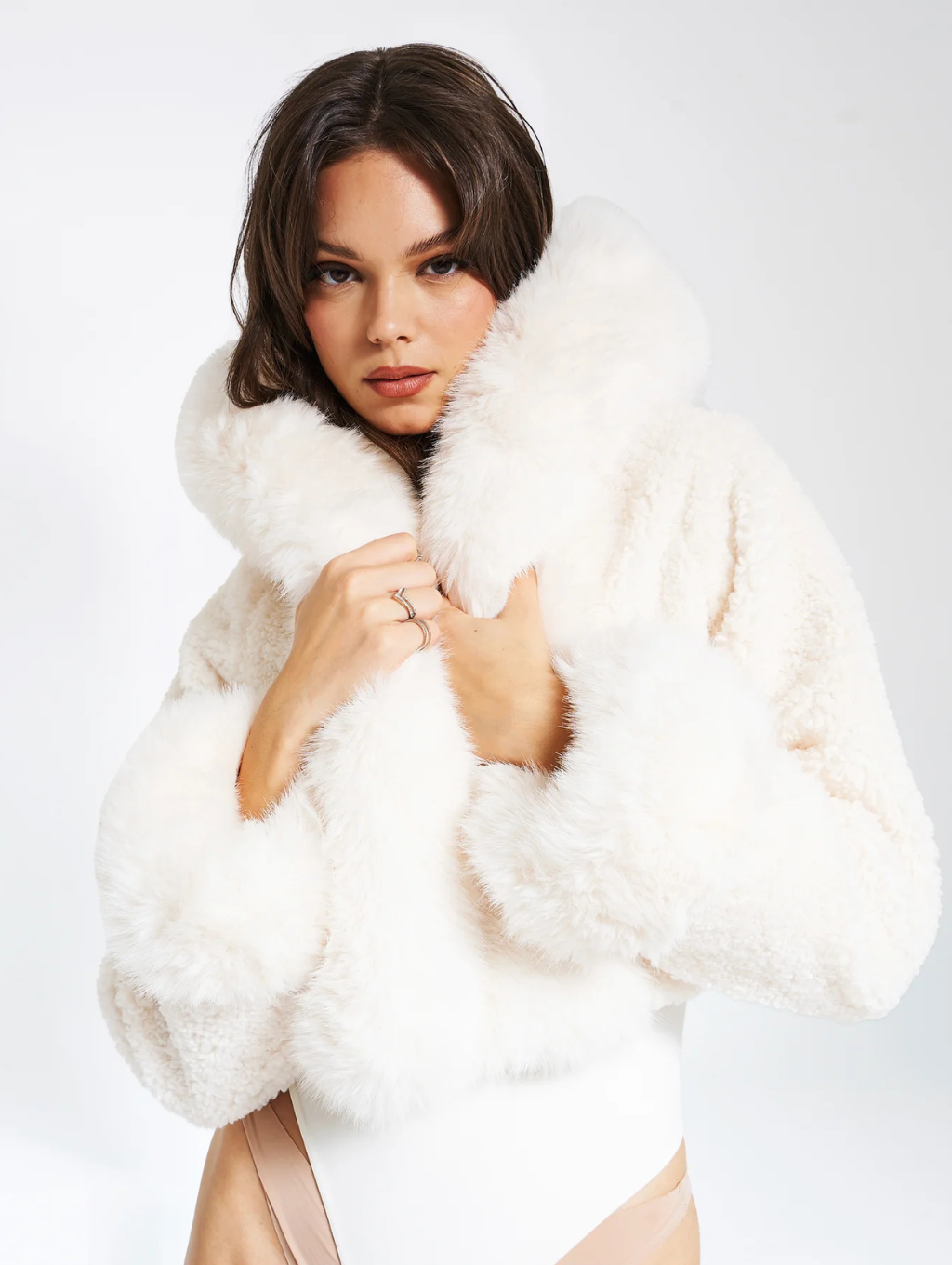 Psofia Ruffle Coat Sofia Plush Faux Fur Coat With Hood – Dianara