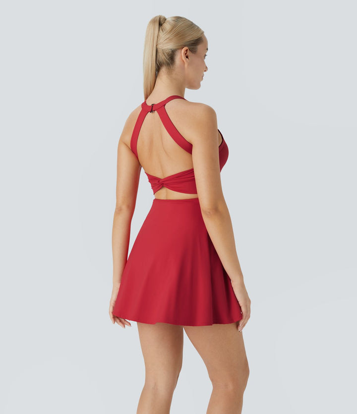 Anna Backless Twisted Flare Dress