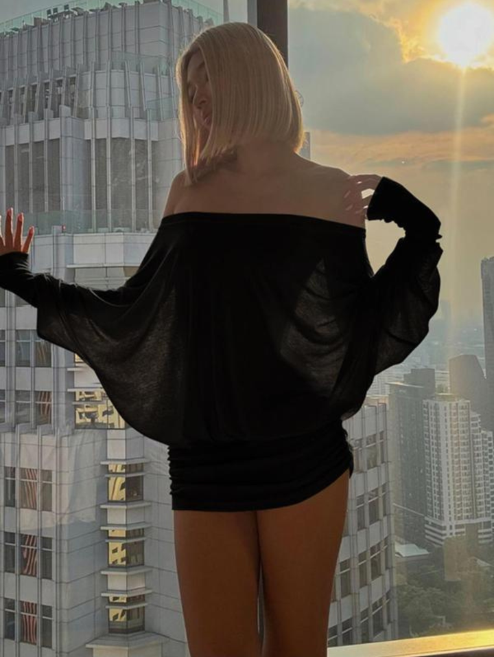 Maria Golden Hour Ruched Mini Dress