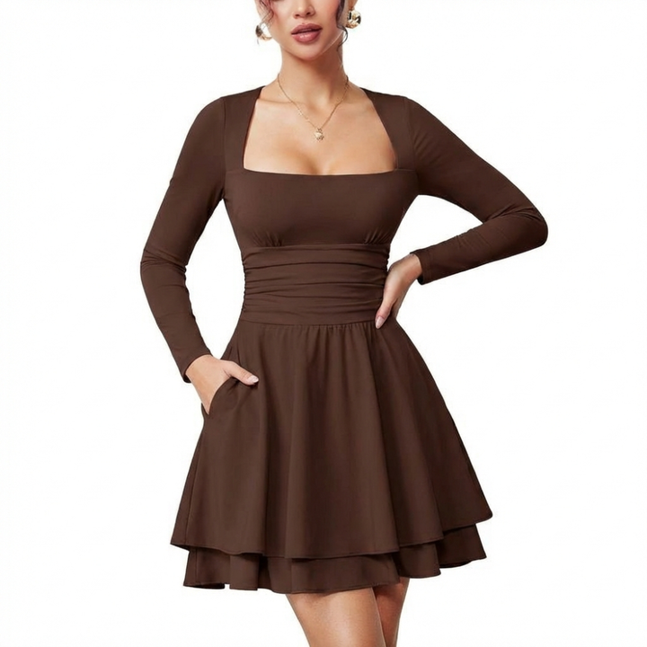 Margot Square Neck Ruffle Dress