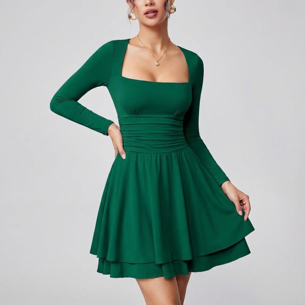 Margot Square Neck Ruffle Dress