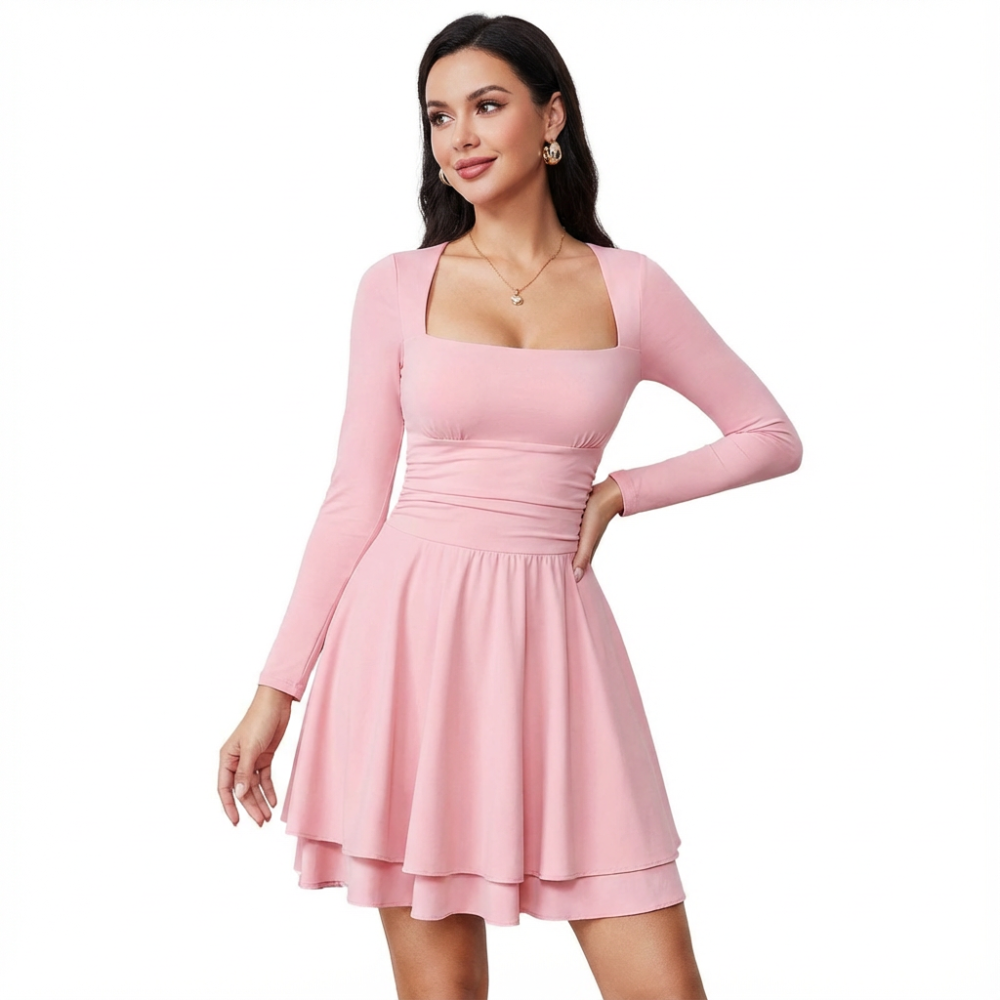 Margot Square Neck Ruffle Dress