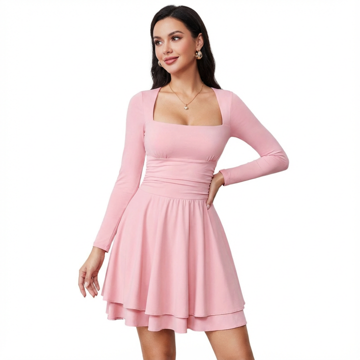 Margot Square Neck Ruffle Dress