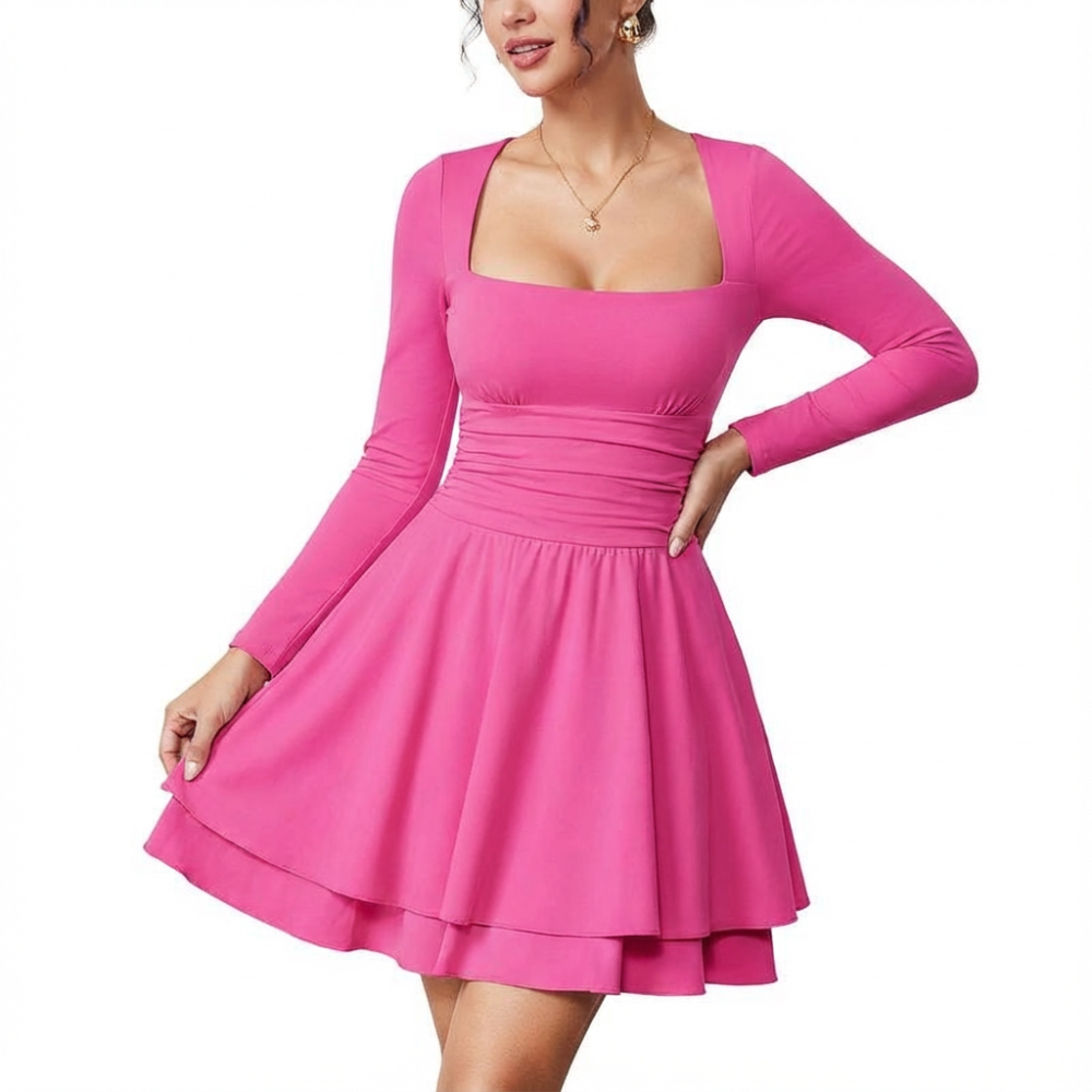 Margot Square Neck Ruffle Dress
