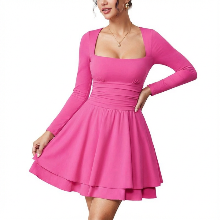 Margot Square Neck Ruffle Dress