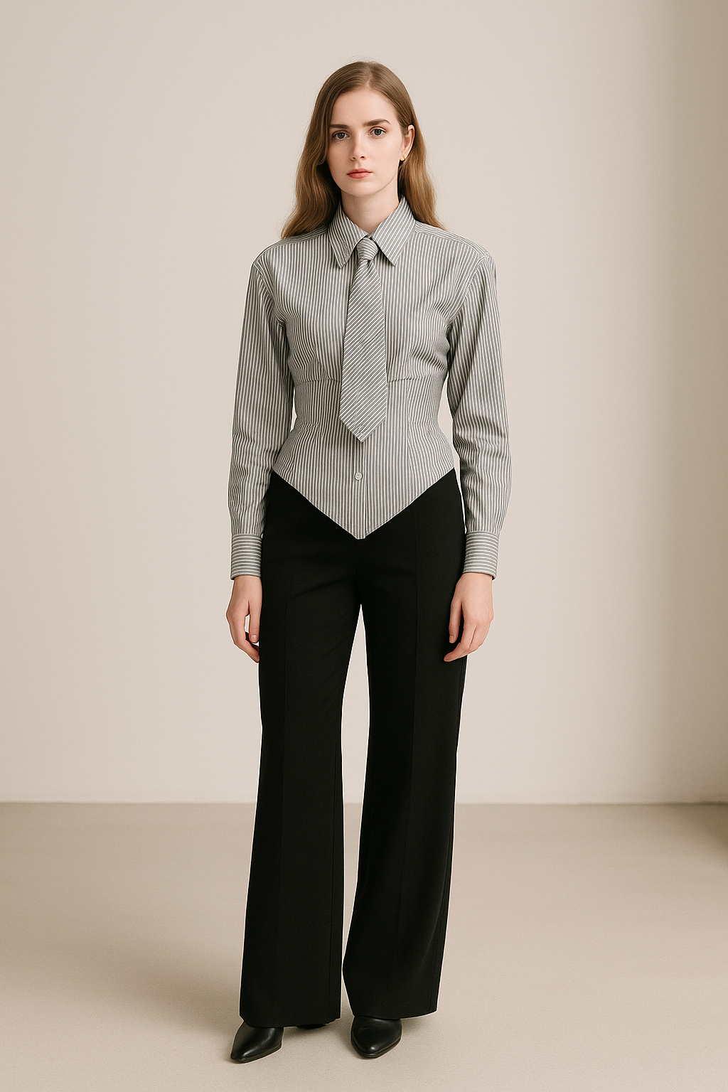 Camille Sculpted Pinstripe Shirt