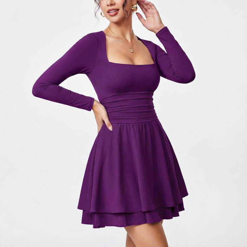Margot Square Neck Ruffle Dress