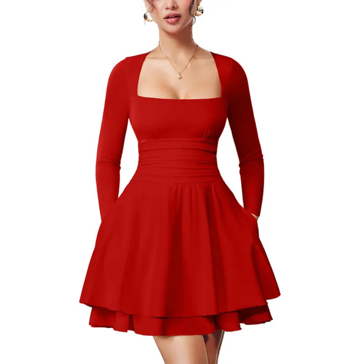 Margot Square Neck Ruffle Dress