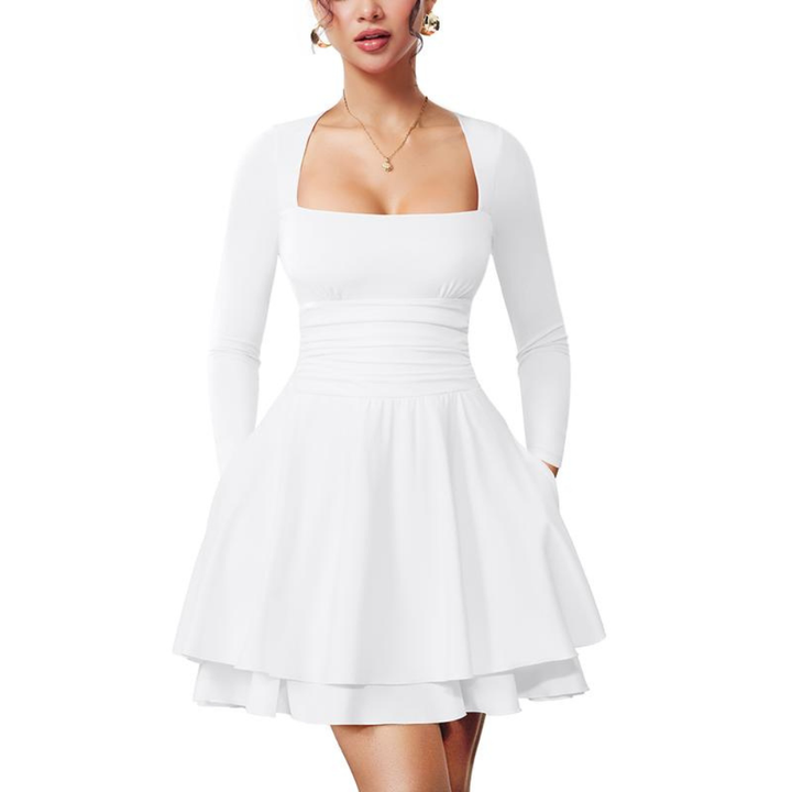 Margot Square Neck Ruffle Dress