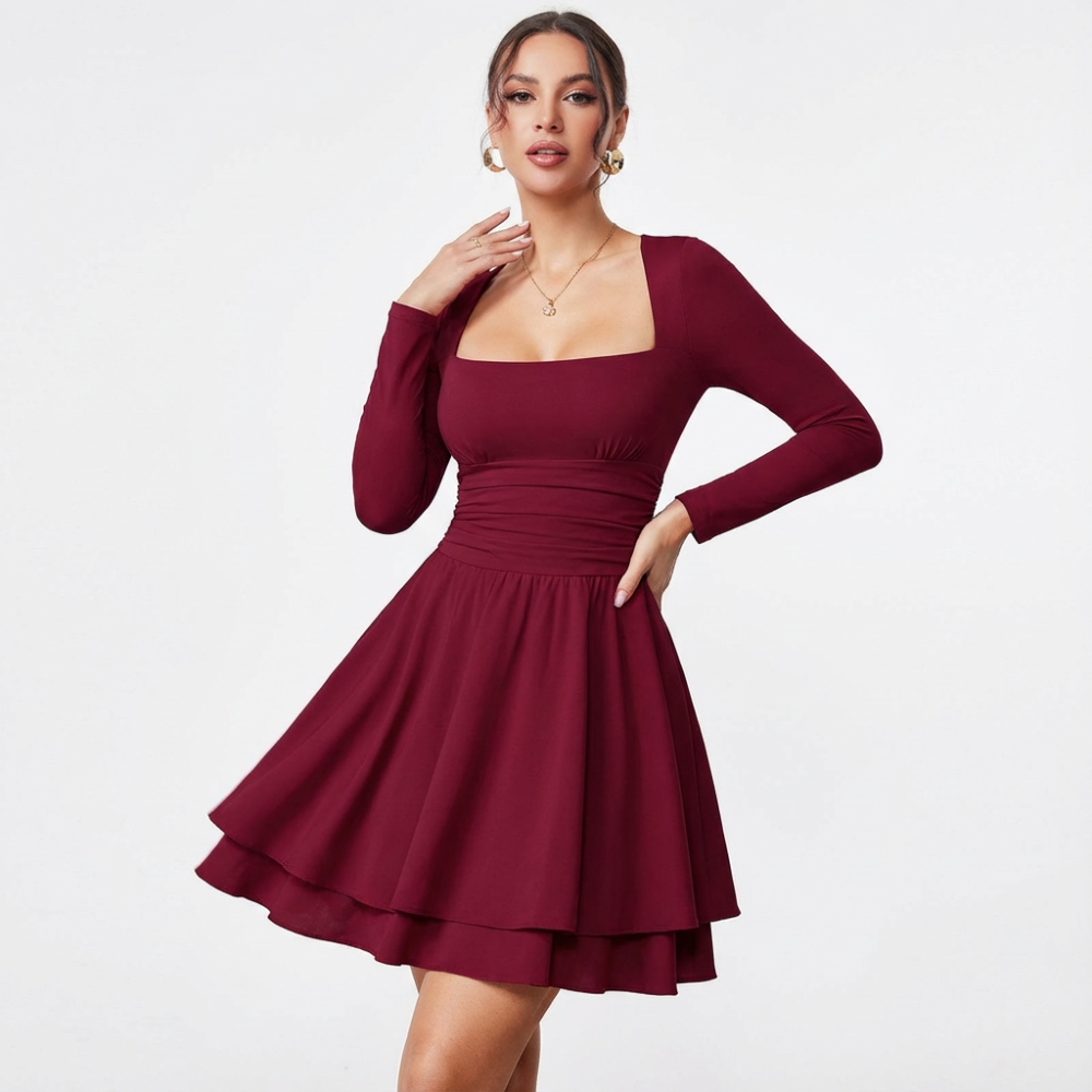 Margot Square Neck Ruffle Dress