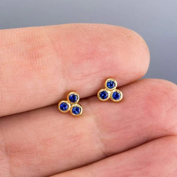 Three Stone Stud Earrings